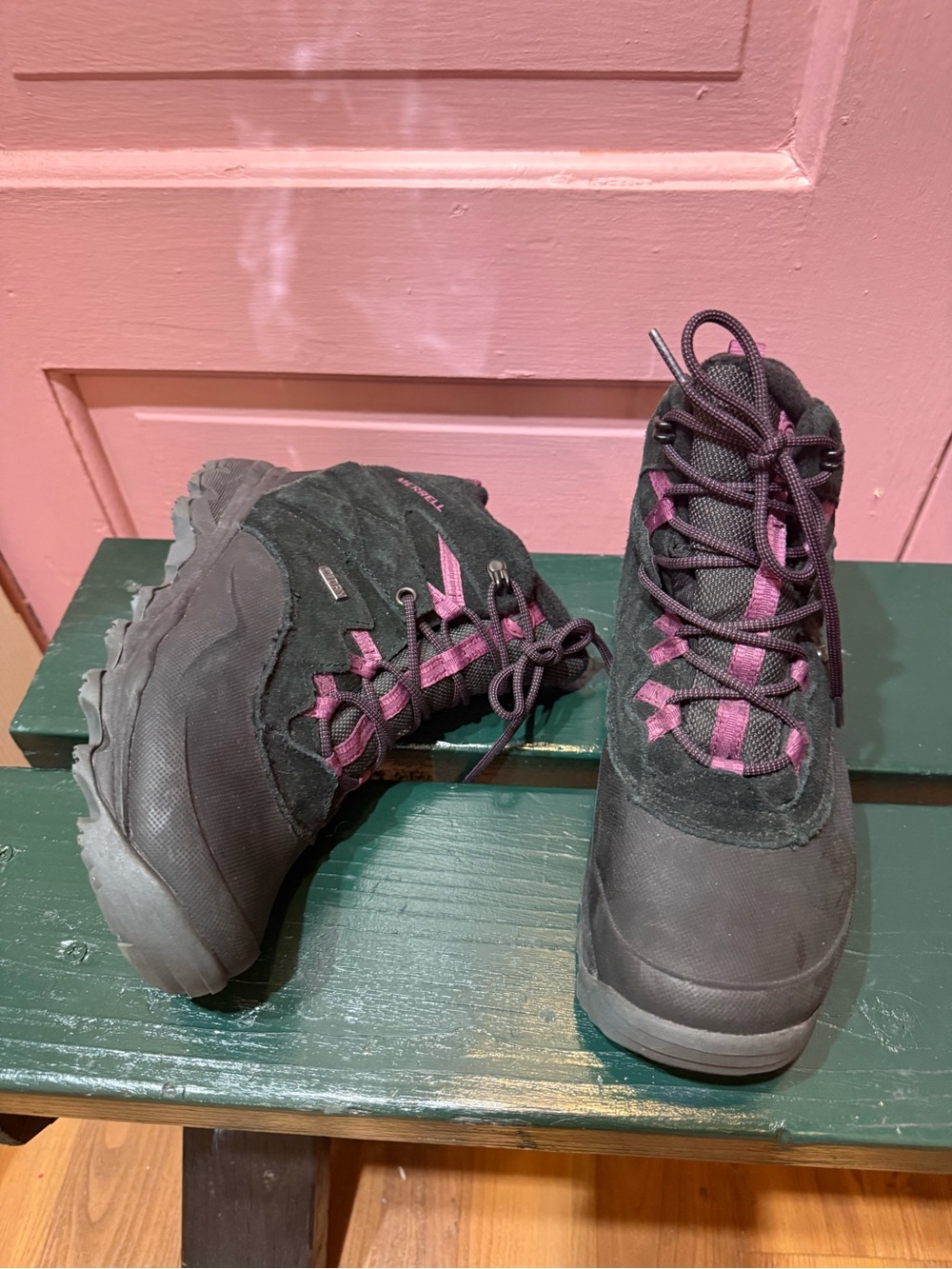 Merrell Black Suede Hiking Boots with Purple Accents size 6.5 - Picture 5 of 6
